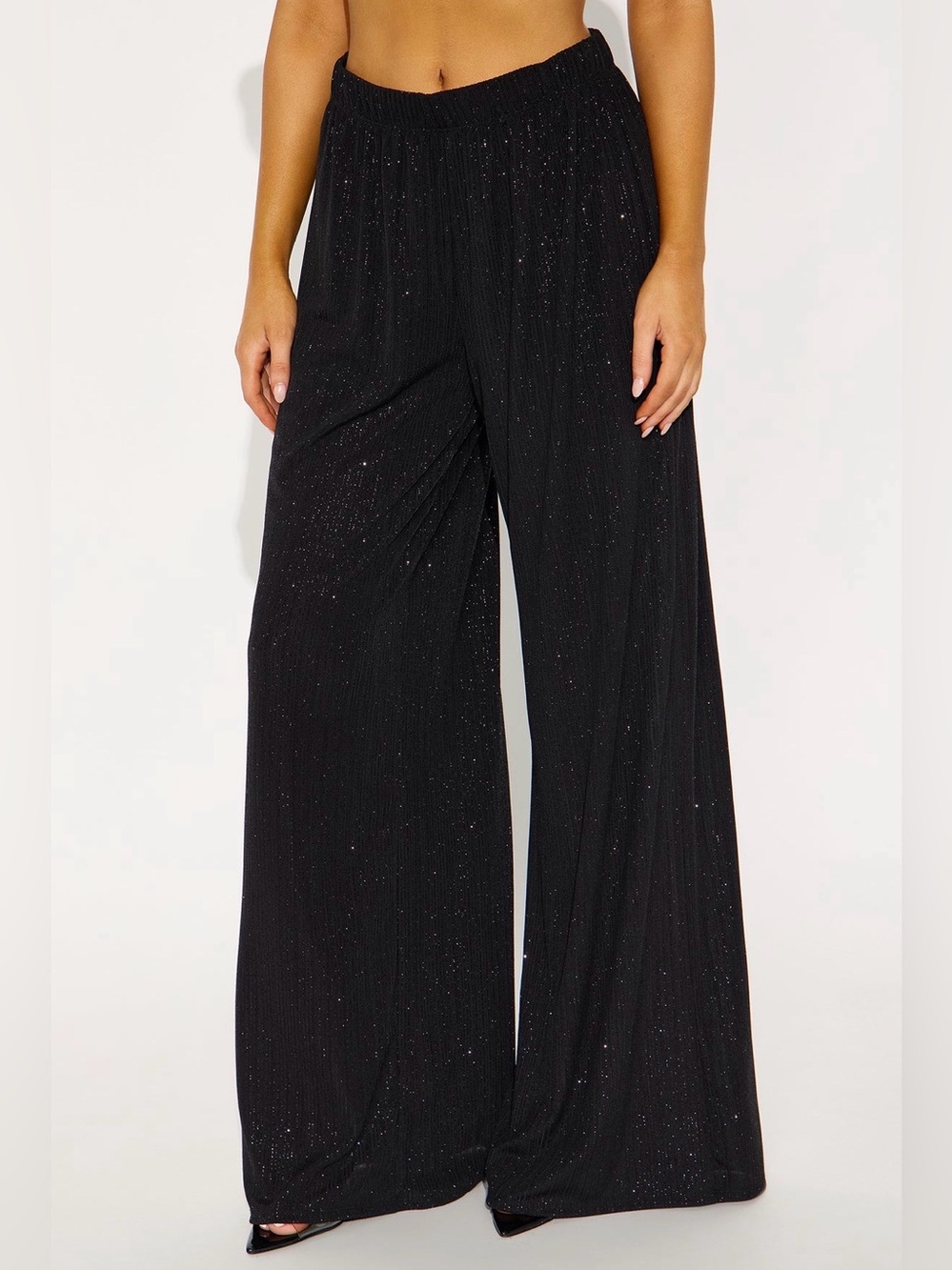 Fashion Nova Wide-Leg Black Sparkle Palazzo Pants-Small NWT🖤